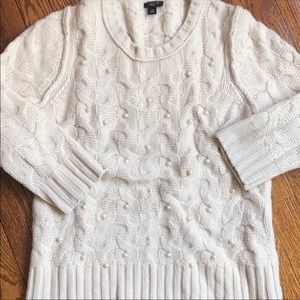 LOFT  Pearl Embellished Wool and Rabbit Sweater